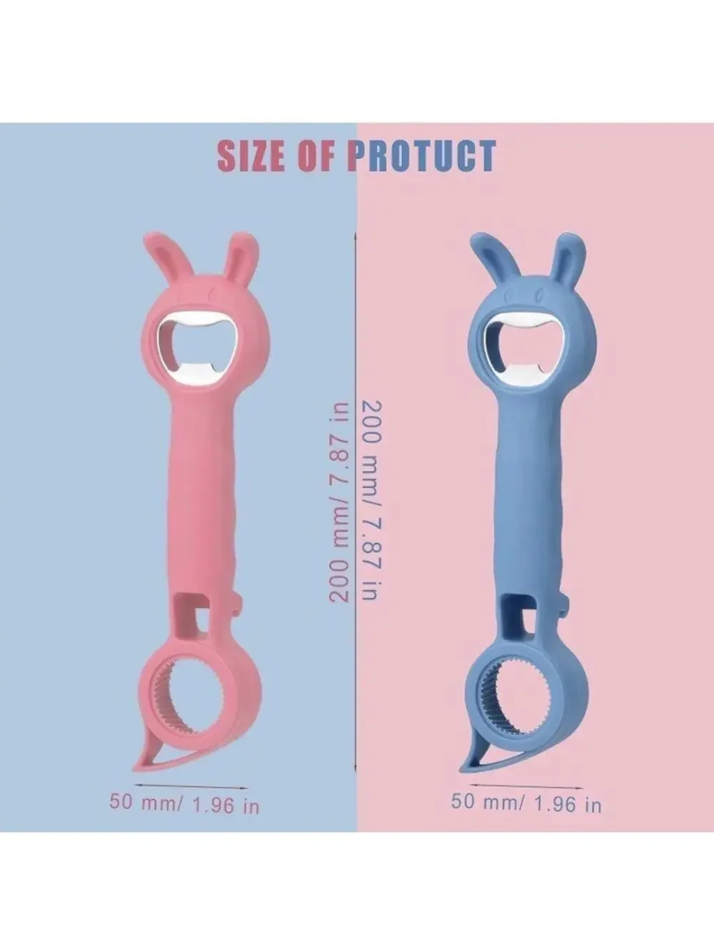 White Bunny 4-in-1 Multi-Function Bottle Opener - Jar, Pull Tab, Twist Top